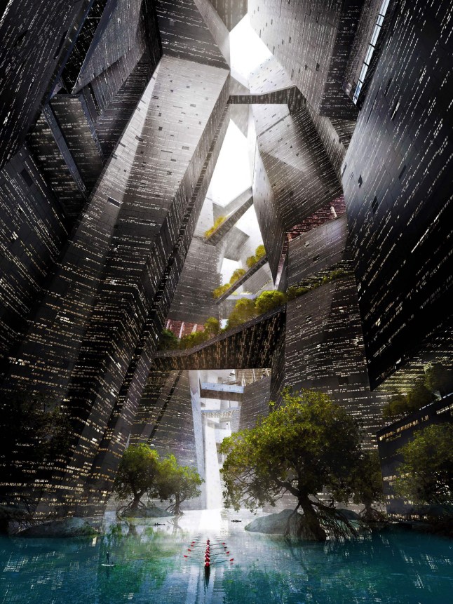 (FILES) Cette photo d'archive fournie par NEOM d'Arabie Saoudite le 26 juillet 2022 montre le plan de conception des structures parallèles de 500 mètres de haut, connues collectivement sous le nom de The Line, au cœur de la mégapole de la mer Rouge NEOM. - L'Arabie Saoudite a été choisie pour accueillir les Jeux asiatiques d'hiver de 2029 dans une mégapole futuriste de 500 milliards de dollars située dans le désert et qui, selon les planificateurs, comportera un complexe de sports d'hiver ouvert toute l'année. La candidature saoudienne a été "approuvé à l'unanimité"indique le communiqué, notant que la mégapole connue sous le nom de NEOM sera la première ville d'Asie occidentale à accueillir l'événement. (Photo par NEOM / AFP) / RESTREINT A USAGE EDITORIAL - CREDIT OBLIGATOIRE "PHOTO AFP / NÉOM" - PAS DE MARKETING - PAS DE CAMPAGNES PUBLICITAIRES - DISTRIBUÉ COMME SERVICE AUX CLIENTS (Photo de -/NEOM/AFP via Getty Images)