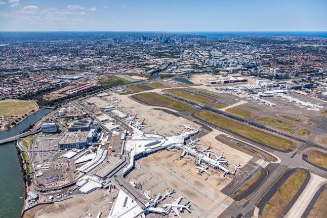 Pemandangan udara Bandara Sydney, NSW, Australia